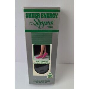 Vintage L'eggs Sheer Energy Cushioned Soft Slippers Medium Black 1980s